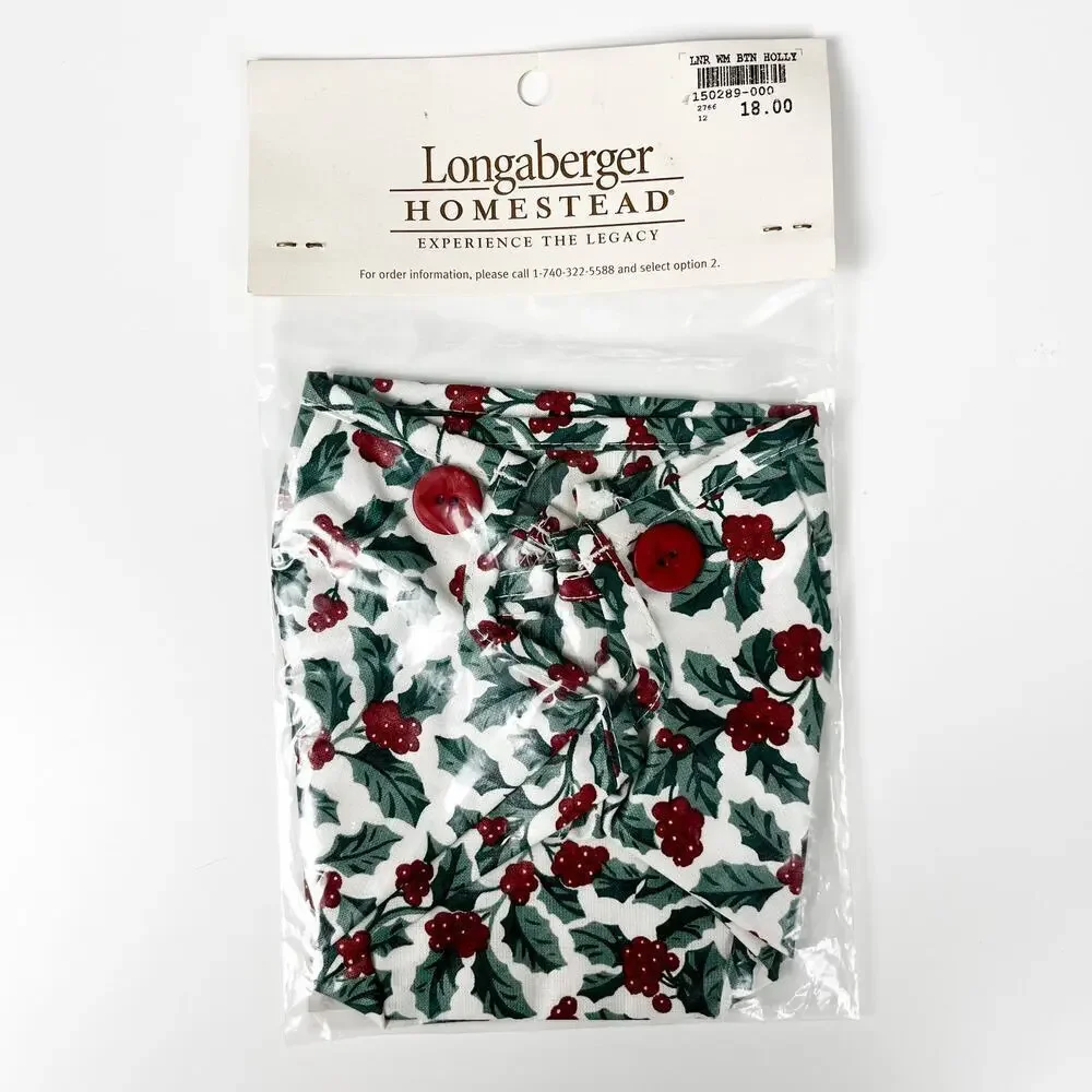 NEW Longaberger 2006 Woven Memories Basket Liner Button Holly‎ Christmas